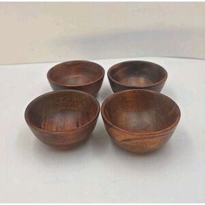 VTG Acacia Wood Pinch Bowls Set 4 Hand Turned Dipping‎ Nut Condiment 3 Inch